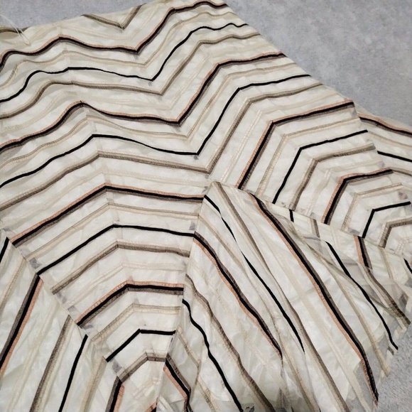 Coast Skirt Womens 12 Cream Stripe Geometric Midi Lined Zip Net Diamond Flared - Picture 8 of 15